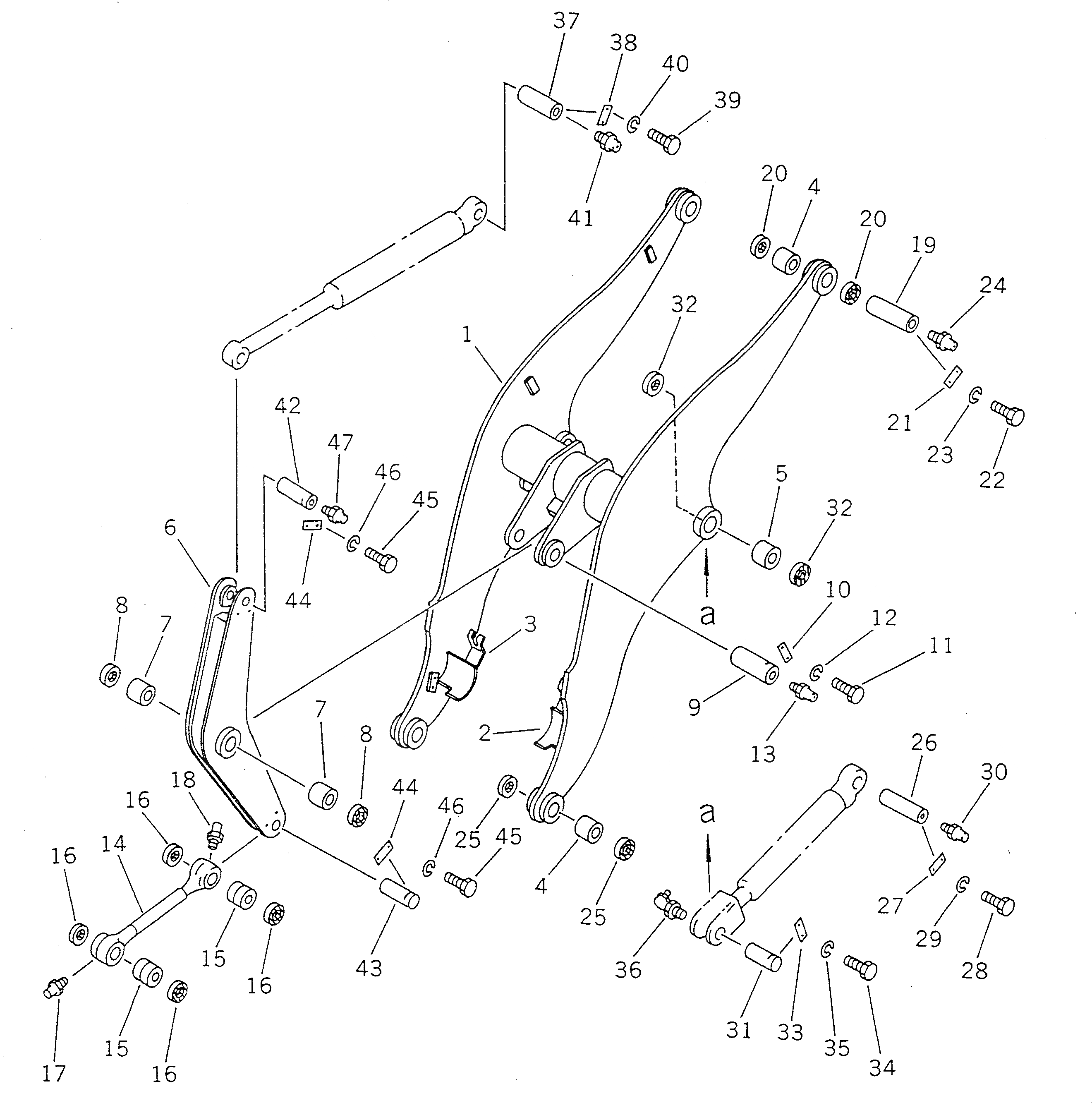 Схема запчастей Komatsu WA40-2 - РУКОЯТЬ (ДЛЯ МНОГОЦЕЛЕВ. КОВШ) РАБОЧЕЕ ОБОРУДОВАНИЕ