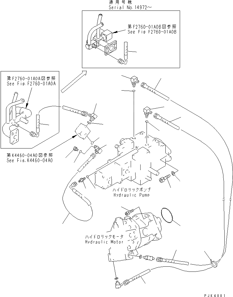 Схема запчастей Komatsu WA40-3 - HST ТРУБЫ (HST УПРАВЛ-Е ЛИНИЯ)(№-8999) ГИДРОТРАНСФОРМАТОР И ТРАНСМИССИЯ