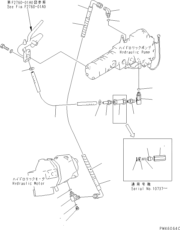 Схема запчастей Komatsu WA40-3 - HST ТРУБЫ (НАСОС И МОТОР ВОЗВРАТН. ЛИНИЯ)(№-) ГИДРОТРАНСФОРМАТОР И ТРАНСМИССИЯ