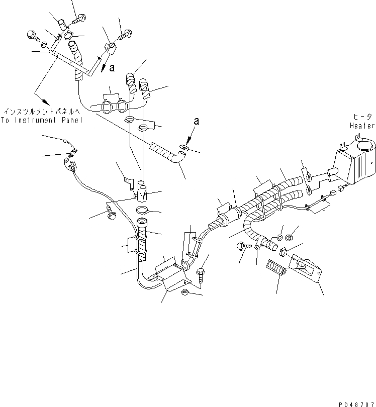 Схема запчастей Komatsu WA40-3 - ОБОГРЕВАТЕЛЬ. И АНТИОБЛЕДЕНИТЕЛЬ (/) (ВОЗД. ШЛАНГИ И ЭЛЕКТРОПРОВОДКА)(№-9) КАБИНА ОПЕРАТОРА И СИСТЕМА УПРАВЛЕНИЯ