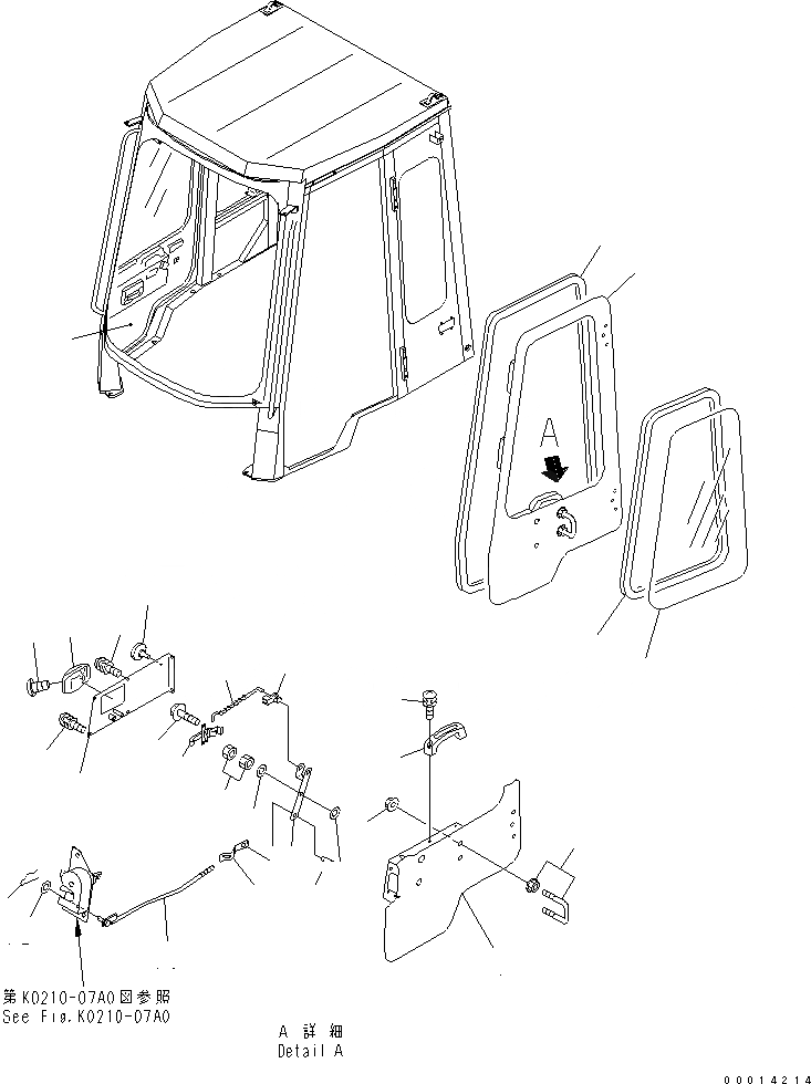 Схема запчастей Komatsu WA40-3-CB - КАБИНА (/8) (ЛЕВ. И ПРАВ. ДВЕРЬ) (/) КАБИНА ОПЕРАТОРА И СИСТЕМА УПРАВЛЕНИЯ