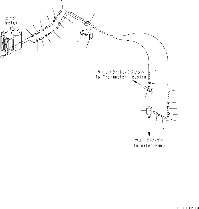 Схема запчастей Komatsu WA40-3-CB - ОБОГРЕВАТЕЛЬ. И АНТИОБЛЕДЕНИТЕЛЬ (/) (ВОДН. ЛИНИЯ) КАБИНА ОПЕРАТОРА И СИСТЕМА УПРАВЛЕНИЯ