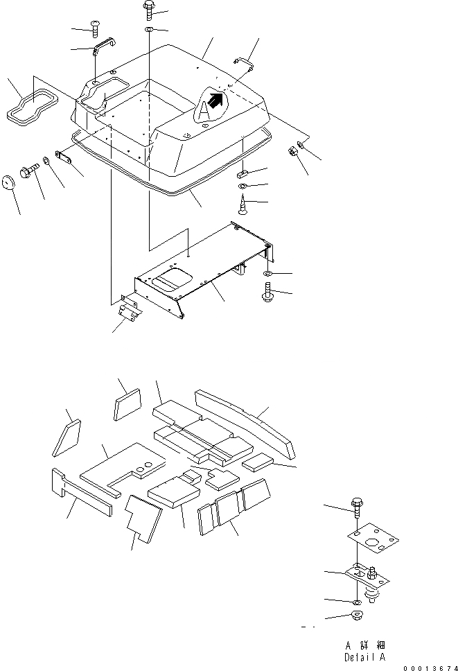 Схема запчастей Komatsu WA40-3-CB - КАПОТ (РЕМЕНЬ БЕЗОПАСНОСТИ) ЧАСТИ КОРПУСА