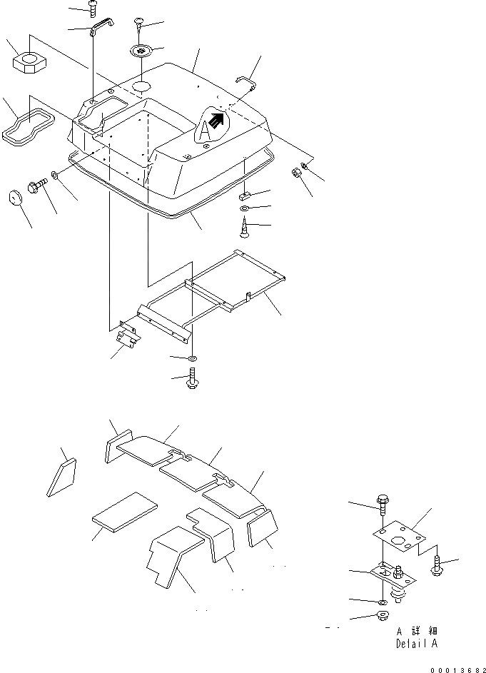 Схема запчастей Komatsu WA40-3-CB - КАПОТ (REMOVE SNOW СПЕЦ-Я.) ЧАСТИ КОРПУСА