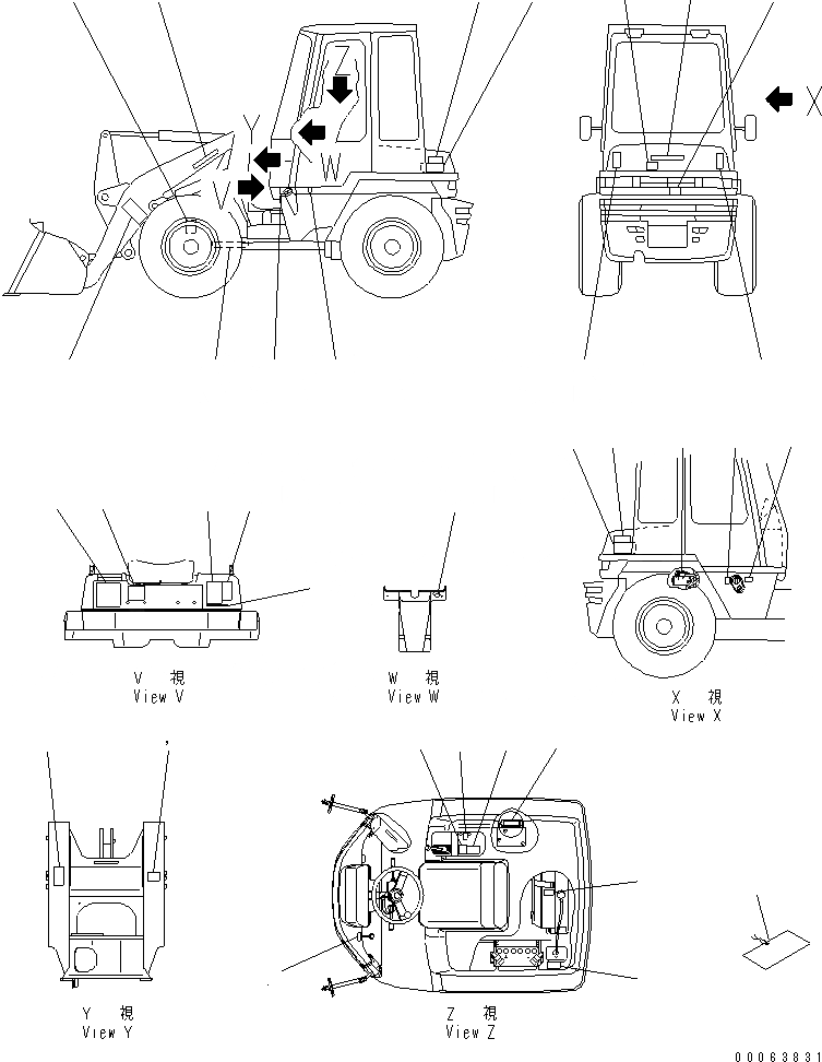 Схема запчастей Komatsu WA40-3 - МАРКИРОВКА (С КАБИНОЙ) (АНГЛ.) МАРКИРОВКА