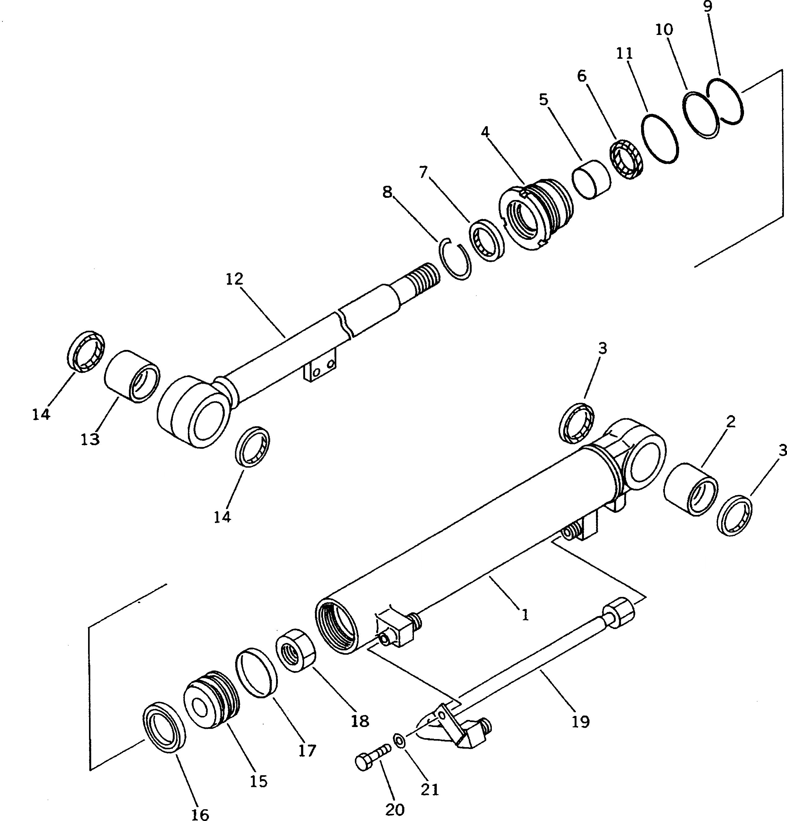 Схема запчастей Komatsu WA40-3 - ГИДРОЦИЛИНДР КОВША (ВНУТР. ЧАСТИ) ОСНОВН. КОМПОНЕНТЫ И РЕМКОМПЛЕКТЫ
