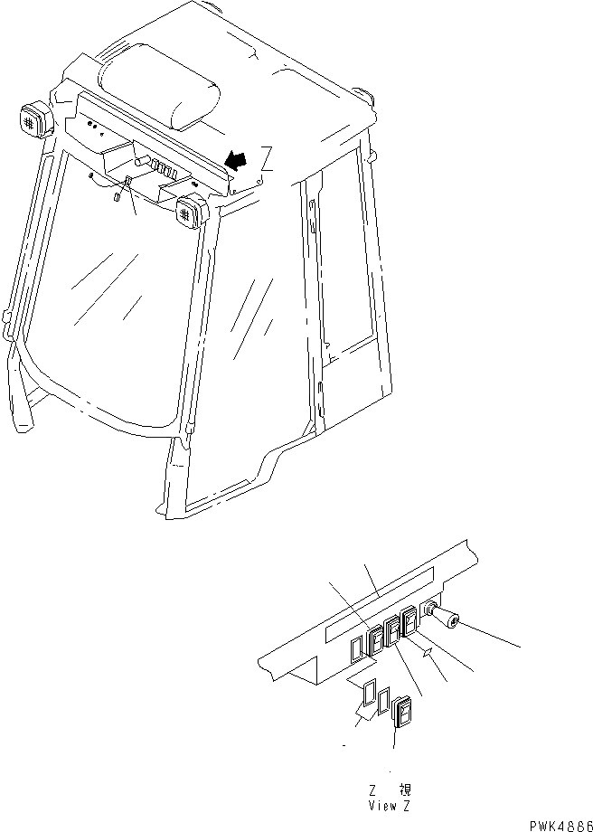 Схема запчастей Komatsu WA40-3-X - ПЕРЕКЛЮЧАТЕЛЬ (ДЛЯ БОЛЬШ. ТИП СПЕЦ. CAR)(№89-8999) КАБИНА ОПЕРАТОРА И СИСТЕМА УПРАВЛЕНИЯ