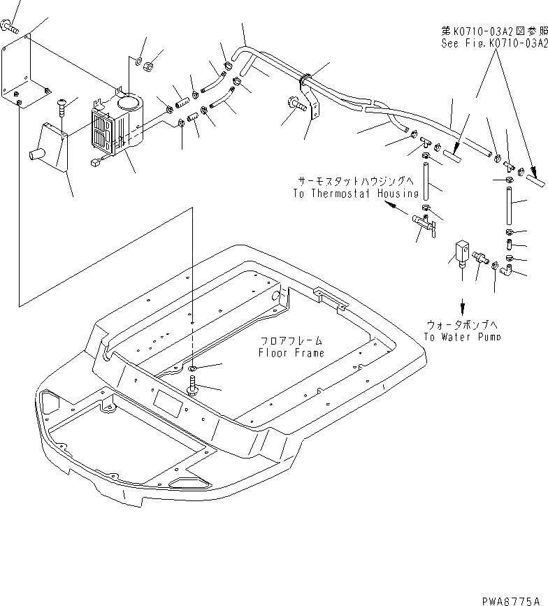 Схема запчастей Komatsu WA40-3-X - ОБОГРЕВАТЕЛЬ. И АНТИОБЛЕДЕНИТЕЛЬ (/) (ОБОГРЕВАТЕЛЬ. И ГИДР. ПРОВОД. ОБОГРЕВАТЕЛЯ) КАБИНА ОПЕРАТОРА И СИСТЕМА УПРАВЛЕНИЯ