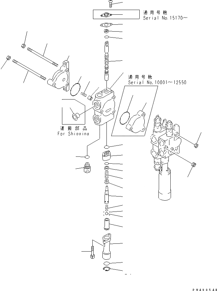 Схема запчастей Komatsu WA40-3-X - 2-Х СЕКЦИОНН. УПРАВЛЯЮЩ. КЛАПАН (/) ОСНОВН. КОМПОНЕНТЫ И РЕМКОМПЛЕКТЫ