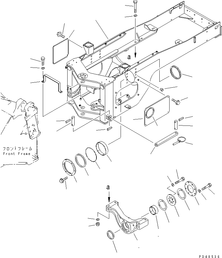 Схема запчастей Komatsu WA400-3-X - ЗАДН. РАМА (С ЗАДН. ПОЛН. КРЫЛО)(№-) РАМА И ЧАСТИ КОРПУСА