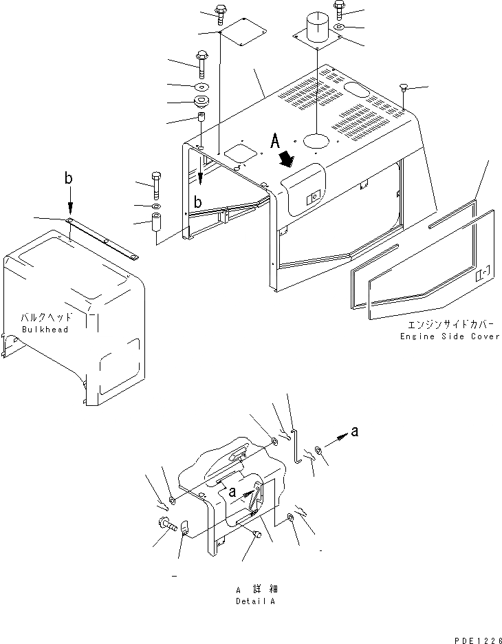 Схема запчастей Komatsu WA400-3-X - КАПОТ(№-) РАМА И ЧАСТИ КОРПУСА