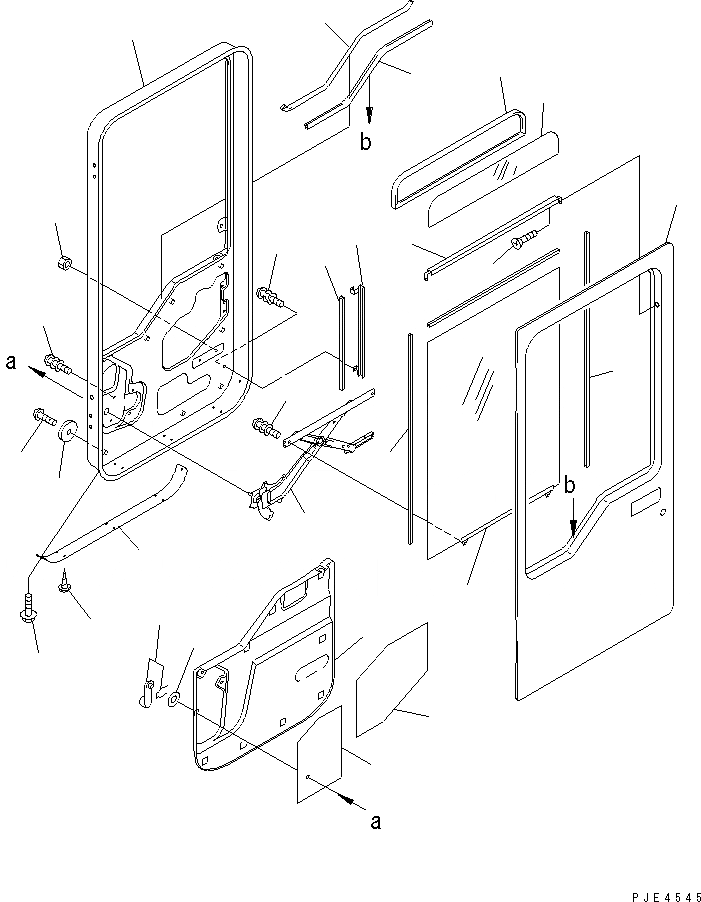Схема запчастей Komatsu WA400-3-X - КАБИНА (/9) (ДВЕРЬ СТЕКЛА)(№-) РАМА И ЧАСТИ КОРПУСА