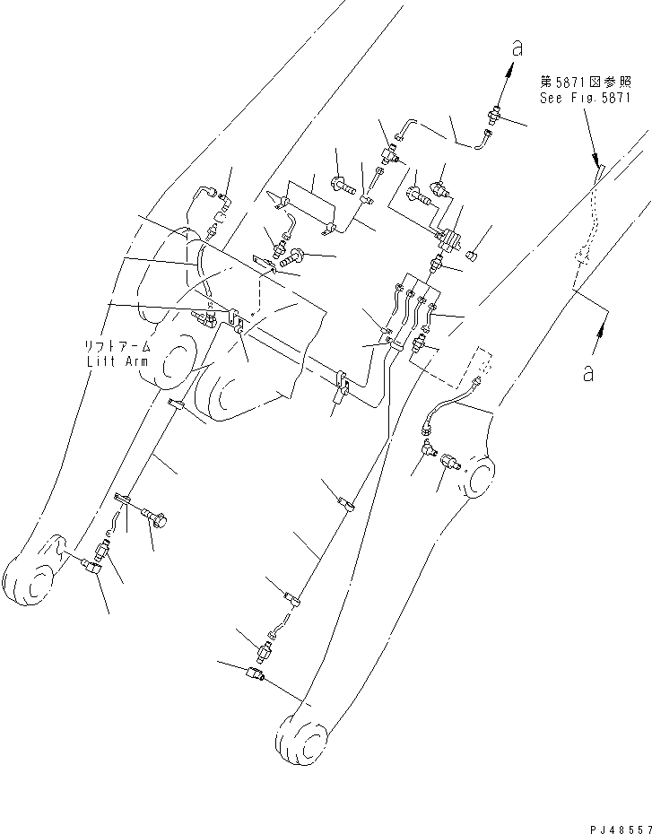 Схема запчастей Komatsu WA400-3-X - АВТОМАТИЧ. СМАЗ. СИСТЕМА (РУКОЯТЬ ЛИНИЯ)(№-) РАМА И ЧАСТИ КОРПУСА