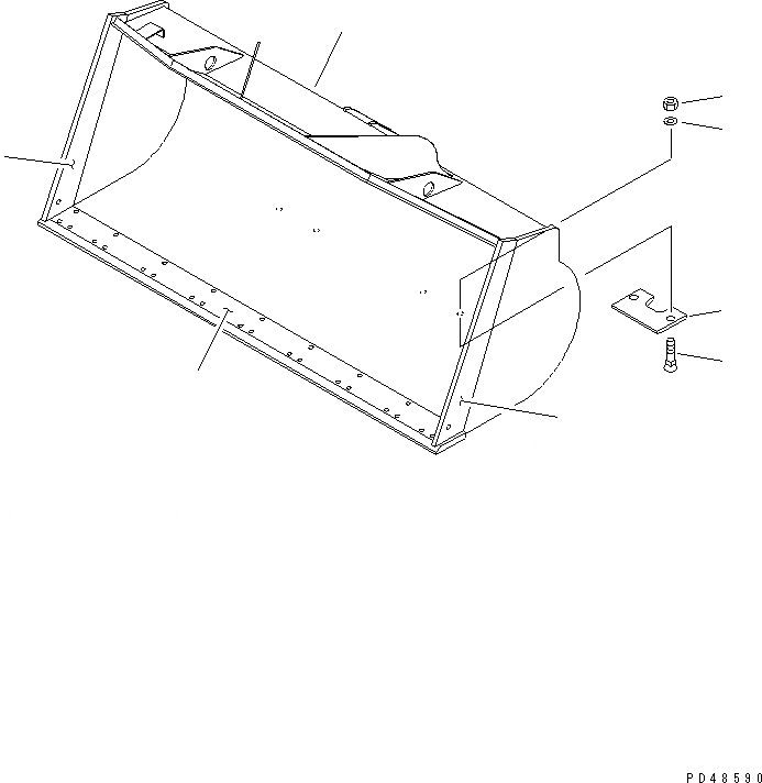 Схема запчастей Komatsu WA400-3-X - КОВШ¤ .M (С РЕЖУЩ. КРОМКОЙ НА БОЛТАХ¤ .M)(№-) РАБОЧЕЕ ОБОРУДОВАНИЕ