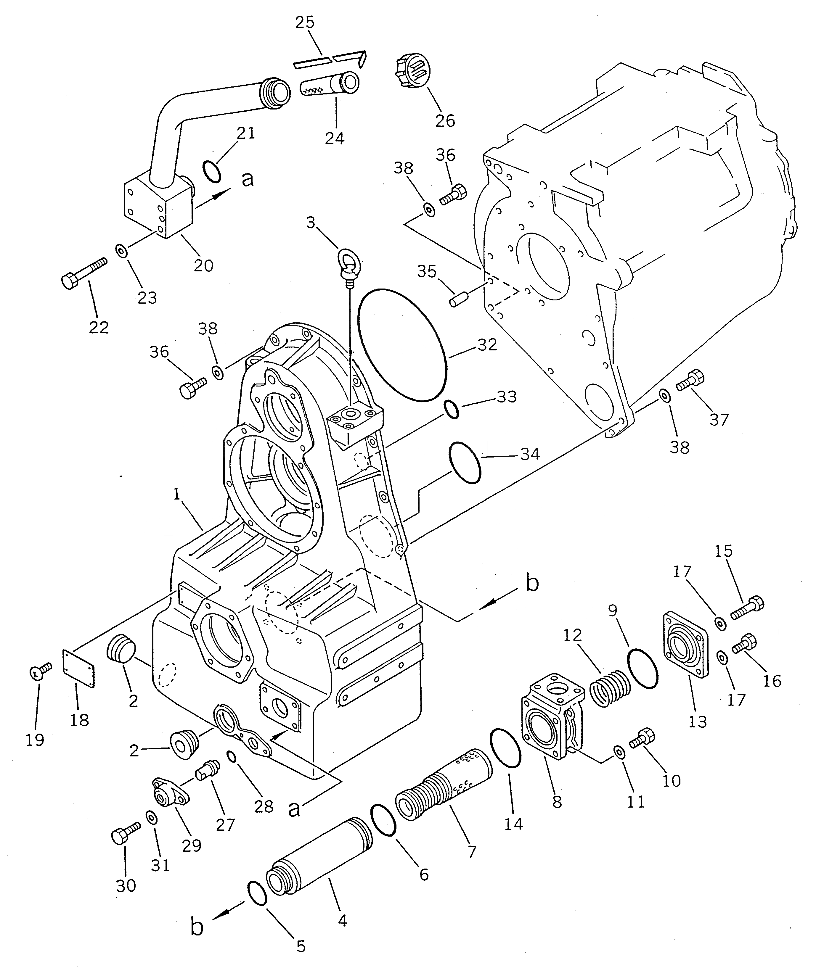 Схема запчастей Komatsu WA400-1 - КОРПУС ПЕРЕДАЧИ ГИДРОТРАНСФОРМАТОР И ТРАНСМИССИЯ