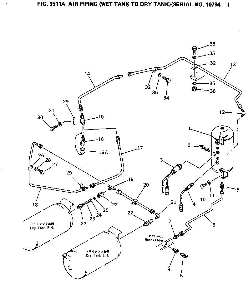 Схема запчастей Komatsu WA400-1 - ВОЗДУХОВОД (WET БАК - СУХ. БАК)(№79-) ВЕДУЩ. ВАЛ¤ ДИФФЕРЕНЦ. И КОЛЕСА