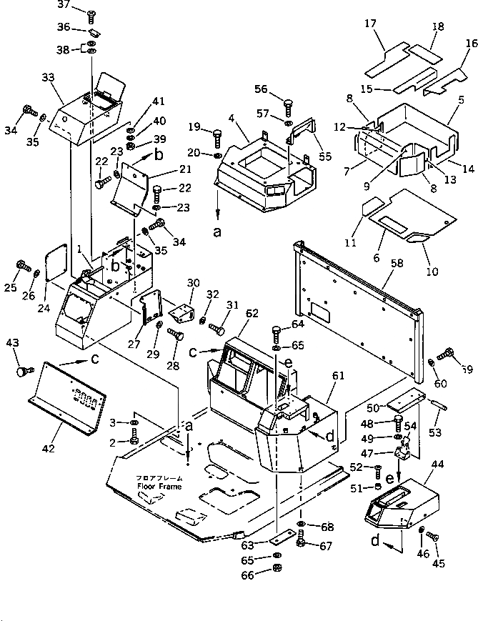 Схема запчастей Komatsu WA400-1 - КОНСОЛЬН. БЛОК (БЕЗ КОНДИЦ. ВОЗДУХА ИЛИ ОБОГРЕВАТЕЛЬ.)(№-8) РАМА И ЧАСТИ КОРПУСА