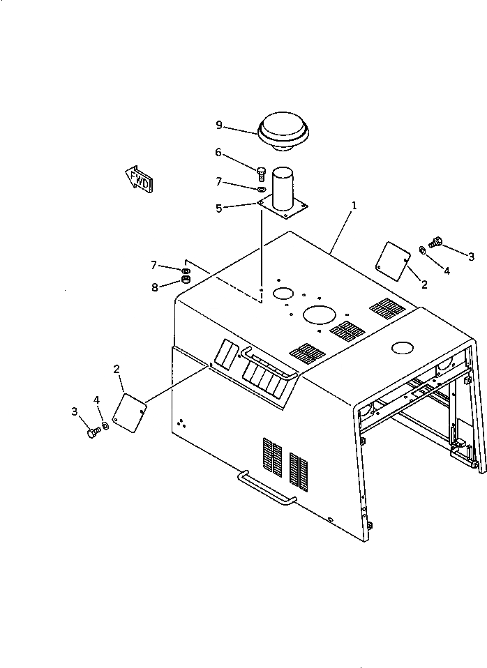Схема запчастей Komatsu WA400-1 - КАПОТ (ДЛЯ ЗАПЫЛЕНН МЕСТН. СПЕЦ-Я) РАМА И ЧАСТИ КОРПУСА