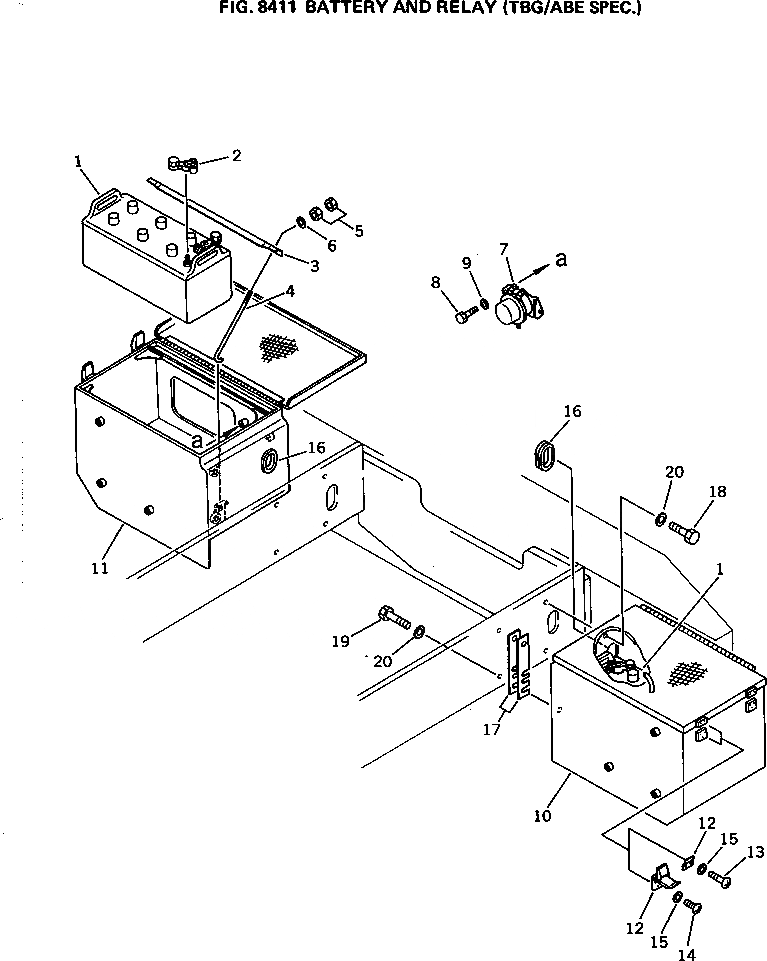 Схема запчастей Komatsu WA400-1 - АККУМУЛЯТОР И РЕЛЕ (TBG/ABE СПЕЦ-Я.) СПЕЦ. APPLICATION ЧАСТИ