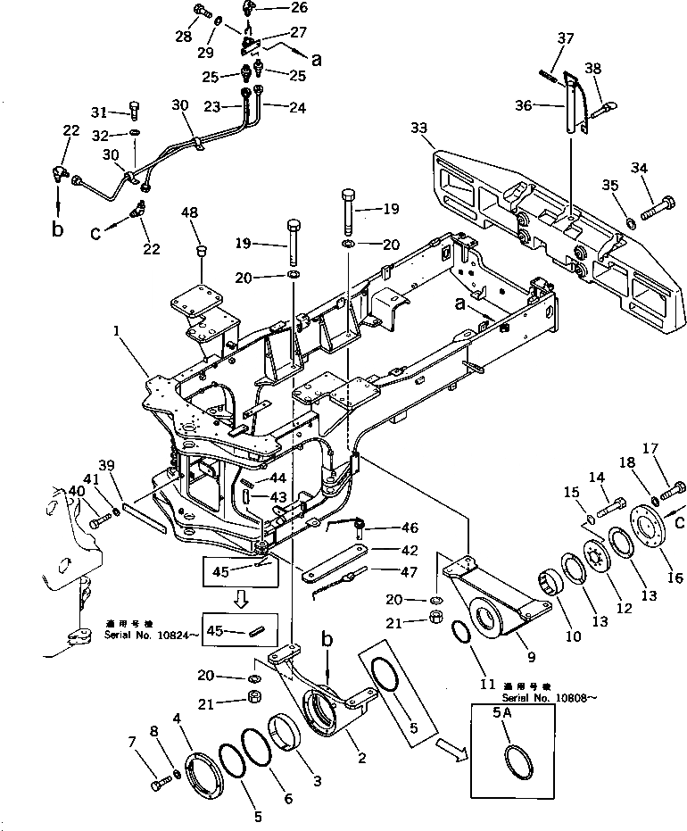 Схема запчастей Komatsu WA400-1 - ЗАДН. РАМА (TBG/ABE СПЕЦ-Я.) СПЕЦ. APPLICATION ЧАСТИ