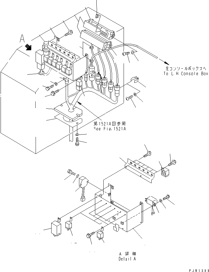 Схема запчастей Komatsu WA400-1 - ЭЛЕКТРИКА (КОНСОЛЬН. БЛОК¤ ПРАВ.)(№-) КОМПОНЕНТЫ ДВИГАТЕЛЯ И ЭЛЕКТРИКА