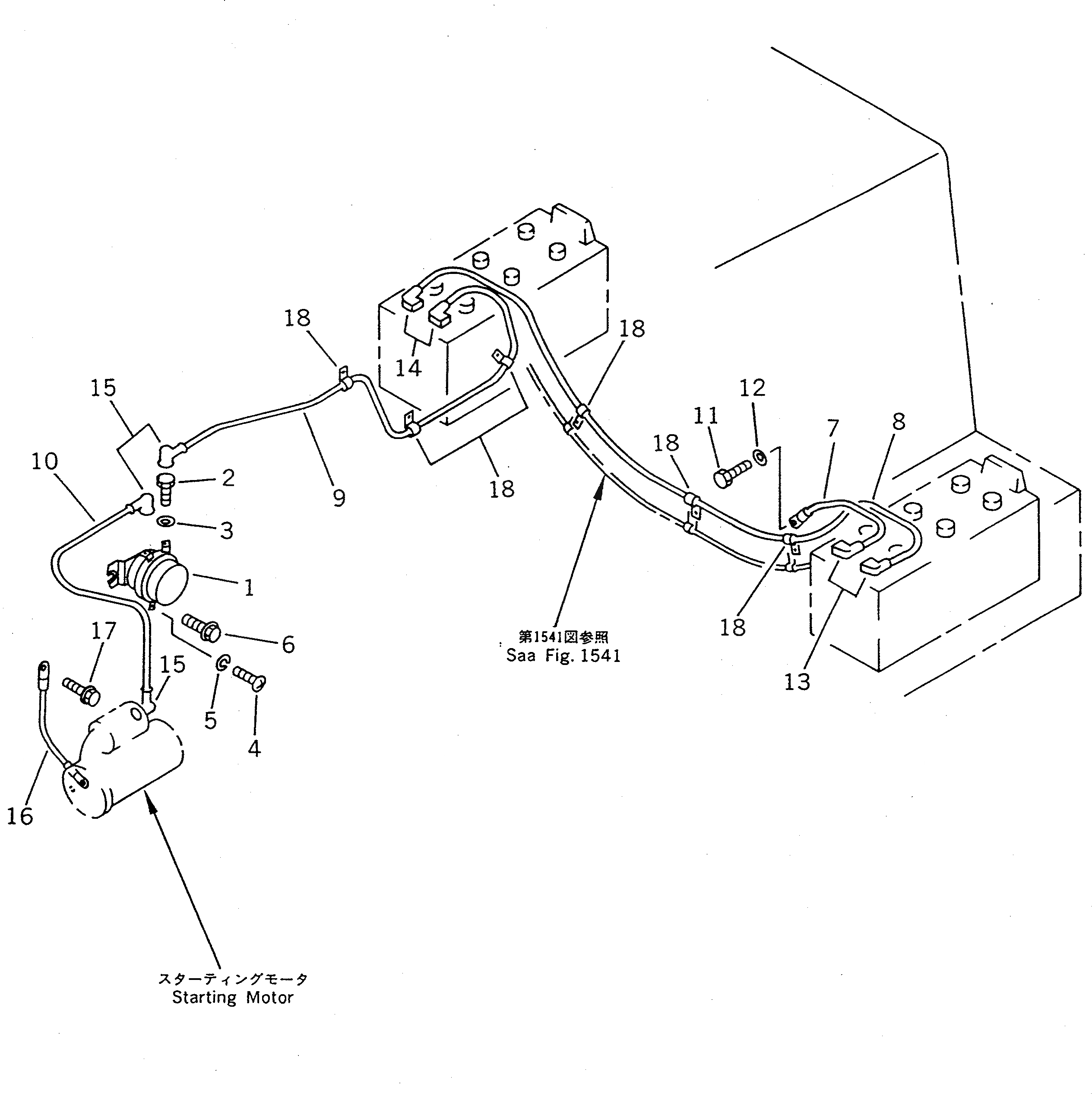 Схема запчастей Komatsu WA400-1 - ЭЛЕКТРИКА (ЛИНИЯ АККУМУЛЯТОРА)(№-) КОМПОНЕНТЫ ДВИГАТЕЛЯ И ЭЛЕКТРИКА