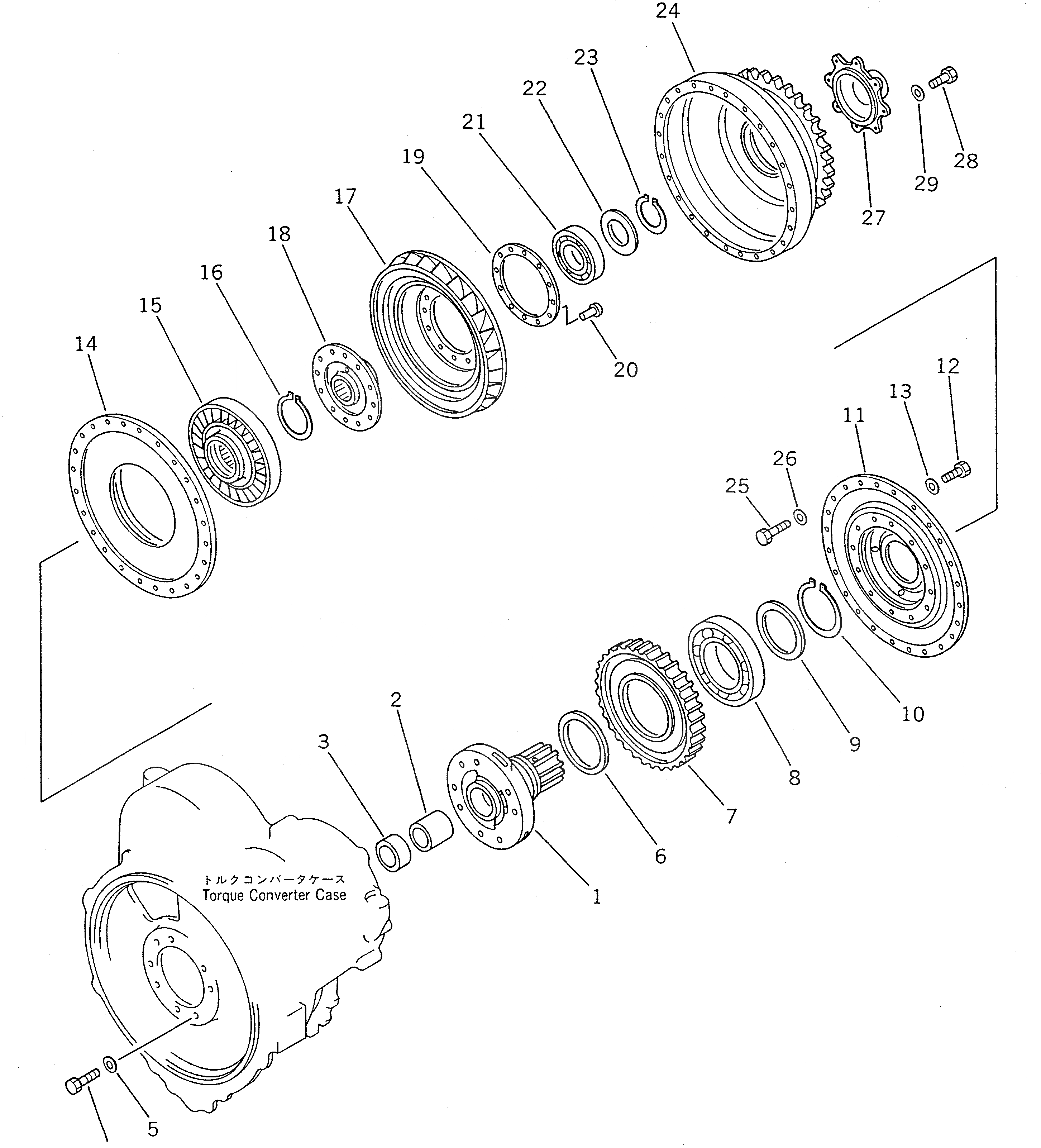 Схема запчастей Komatsu WA400-1 - ГИДРОТРАНСФОРМАТОР ТРАНСМИССИЯ