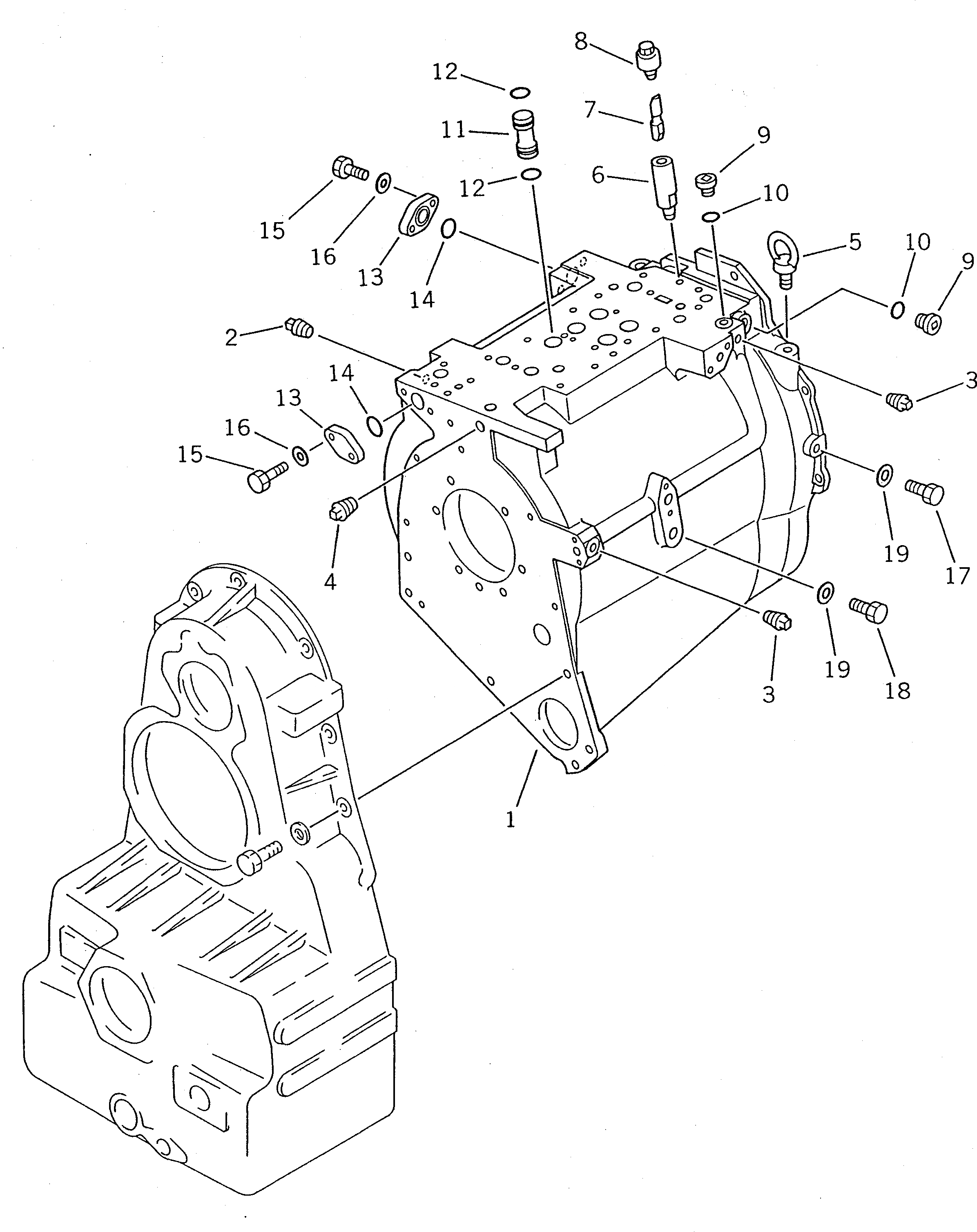 Схема запчастей Komatsu WA400-1 - КОРПУС ТРАНСМИССИИ ТРАНСМИССИЯ