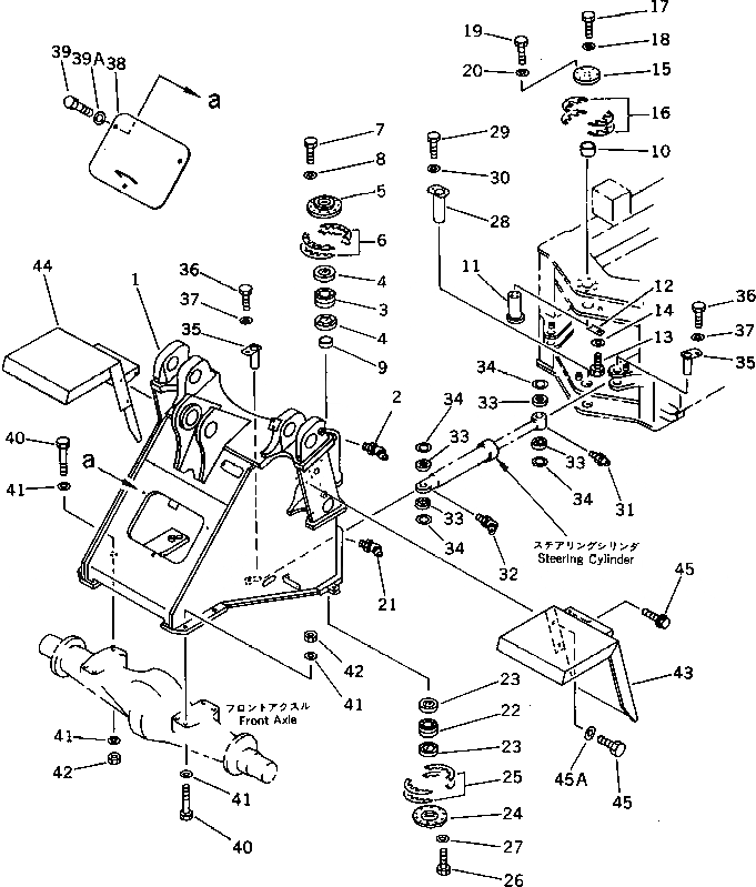 Схема запчастей Komatsu WA400-1 - ПЕРЕДН. РАМА(№-) РАМА И ЧАСТИ КОРПУСА