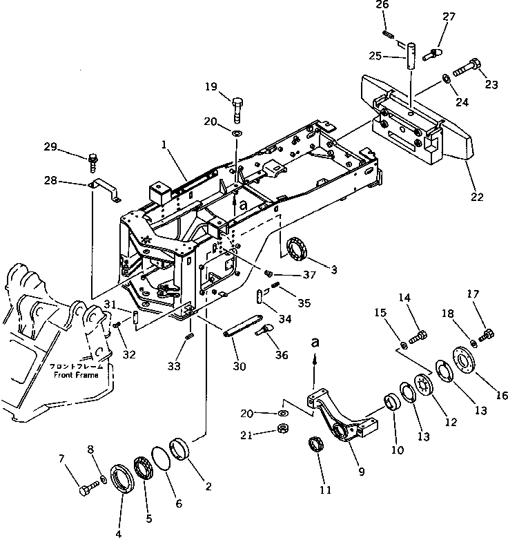 Схема запчастей Komatsu WA400-1 - ЗАДН. РАМА(№-) РАМА И ЧАСТИ КОРПУСА