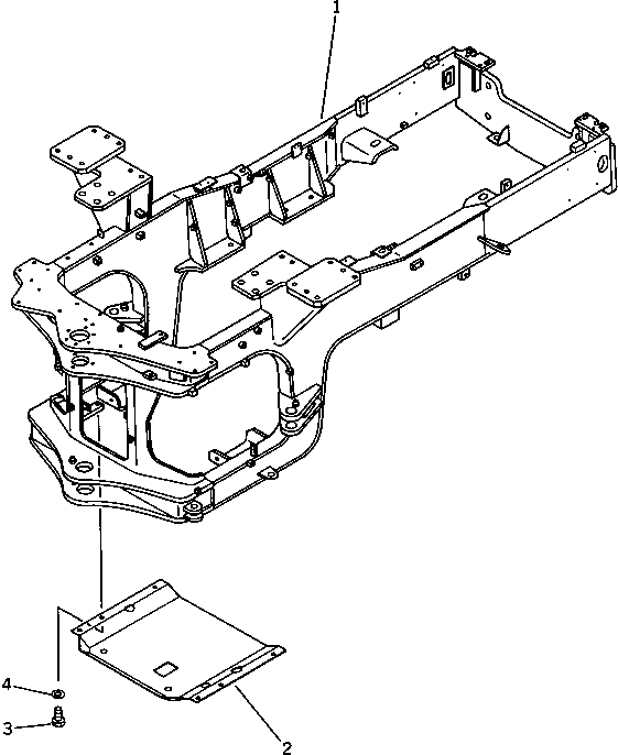 Схема запчастей Komatsu WA400-1 - НИЖН. ЗАЩИТА(№-9999) РАМА И ЧАСТИ КОРПУСА