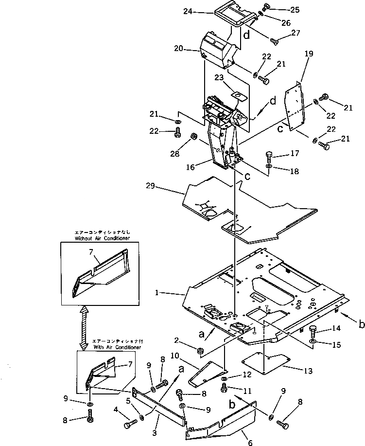 Схема запчастей Komatsu WA400-1 - ОСНОВН. КОНСТРУКЦИЯ(№-9999) РАМА И ЧАСТИ КОРПУСА