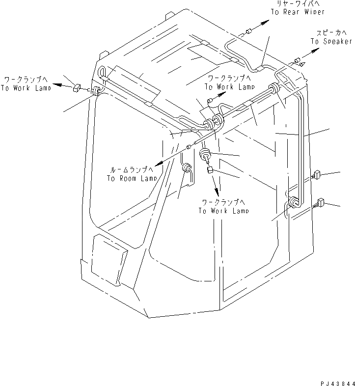 Схема запчастей Komatsu WA400-1 - КАБИНА (/)(№-) РАМА И ЧАСТИ КОРПУСА