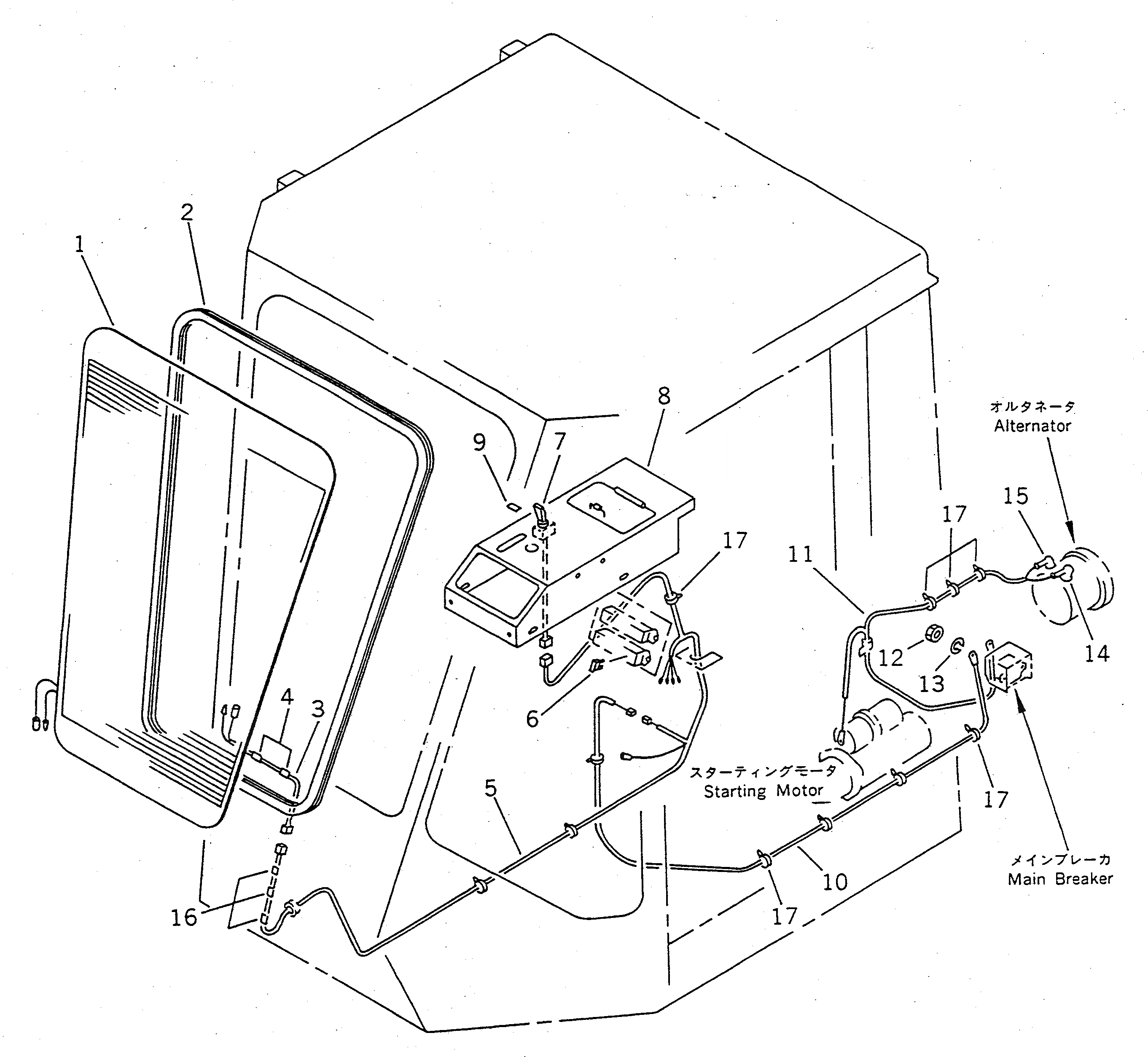 Схема запчастей Komatsu WA400-1 - АНТИОБЛЕДЕНИТЕЛЬ СТЕКЛА(№-) РАМА И ЧАСТИ КОРПУСА