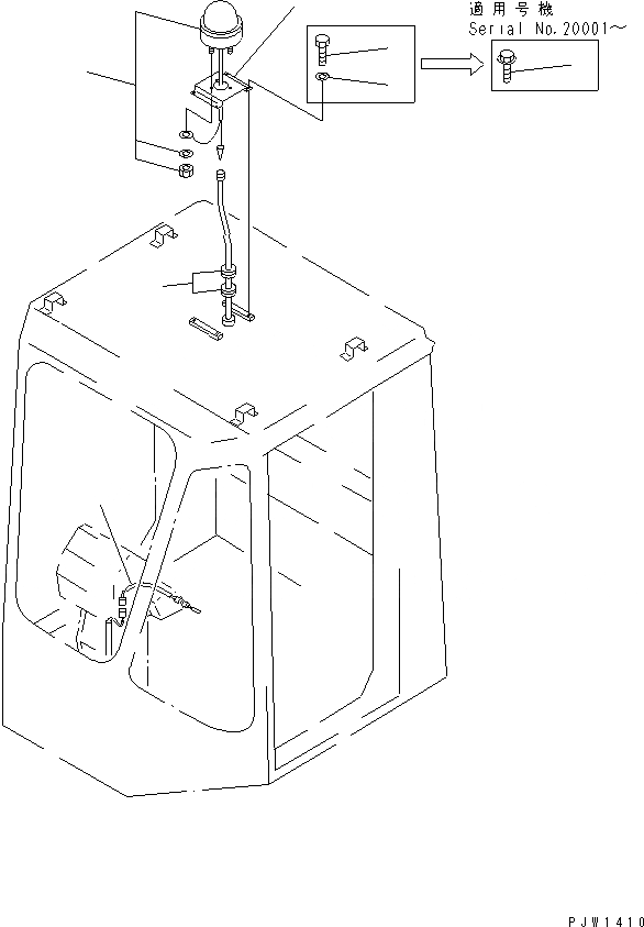 Схема запчастей Komatsu WA400-1 - ПРОБЛЕСК. МАЯК (ДЛЯ КАБИНЫ) РАМА И ЧАСТИ КОРПУСА