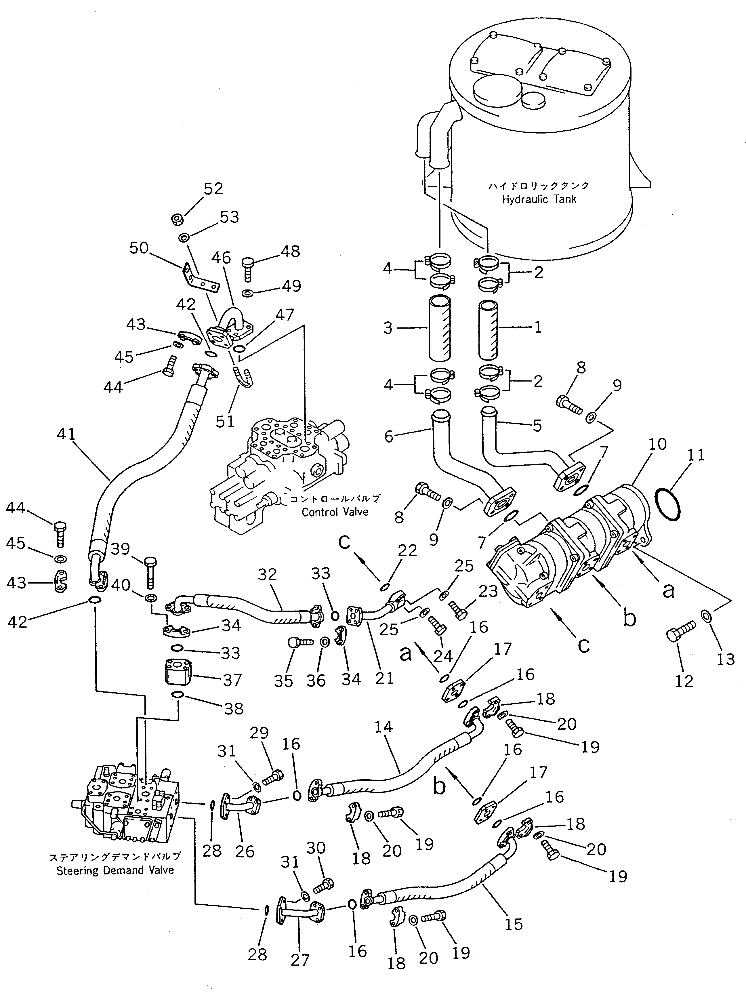 Схема запчастей Komatsu WA400-1 - ГИДРОЛИНИЯ (ИЗ БАКА В НАСОС - КЛАПАН)(№-9999) УПРАВЛ-Е РАБОЧИМ ОБОРУДОВАНИЕМ
