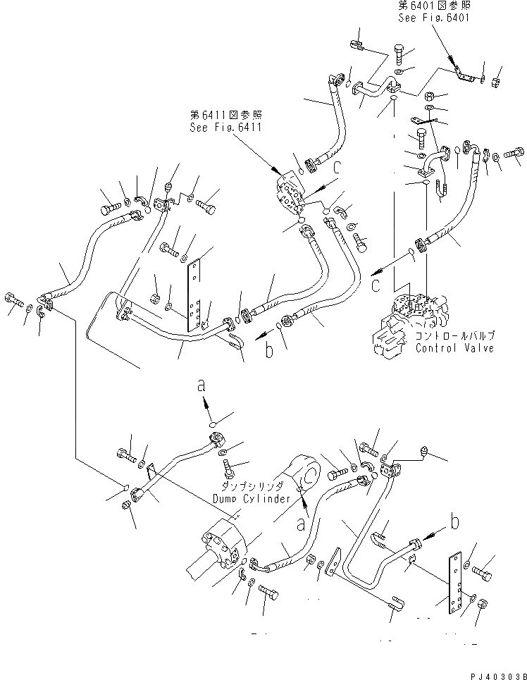 Схема запчастей Komatsu WA400-1 - ГИДРОЛИНИЯ (ЛИНИЯ ГИДРОЦИЛИНДРА КОВША)(№-9999) УПРАВЛ-Е РАБОЧИМ ОБОРУДОВАНИЕМ