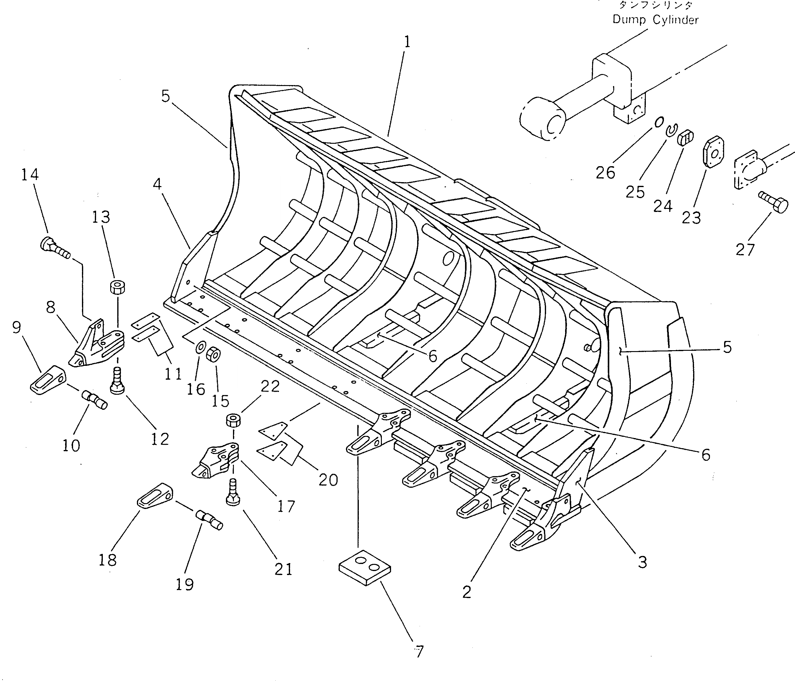 Схема запчастей Komatsu WA400-1 - SKELETON КОВШ¤ .M (С ЗУБЬЯМИ) РАБОЧЕЕ ОБОРУДОВАНИЕ