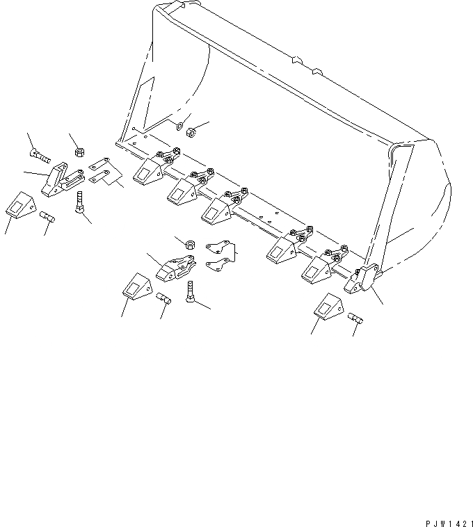 Схема запчастей Komatsu WA400-1 - ЗУБЬЯ(ДЛЯ УСИЛЕНН. КОВША) РАБОЧЕЕ ОБОРУДОВАНИЕ
