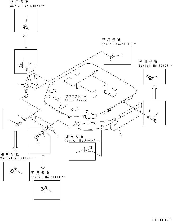 Схема запчастей Komatsu WA400-3A-S - ПОКРЫТИЕ ПОЛА(№-) РАМА И ЧАСТИ КОРПУСА