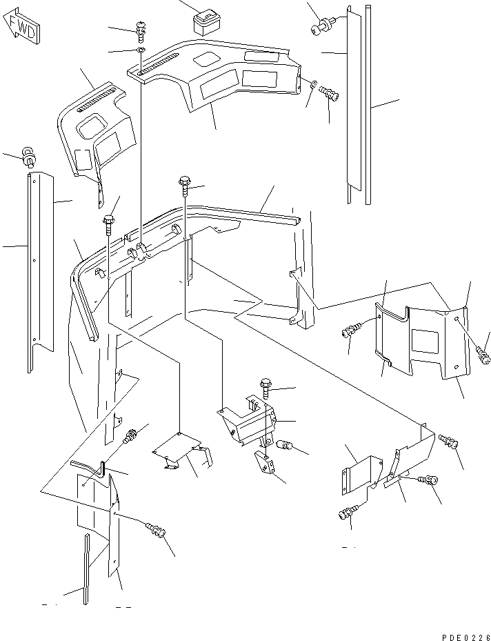 Схема запчастей Komatsu WA400-3A-S - КАБИНА (/9) (ПЕРЕДН. ЧАСТИ ИНТЕРЬЕРА)(№.-) РАМА И ЧАСТИ КОРПУСА