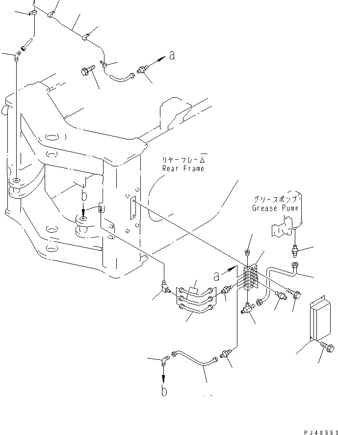 Схема запчастей Komatsu WA400-3A-S - АВТОМАТИЧ. СМАЗ. СИСТЕМА ЗАДН. РАМА(№-) РАМА И ЧАСТИ КОРПУСА