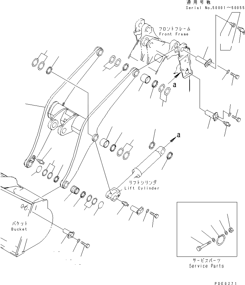 Схема запчастей Komatsu WA400-3A-S - РУКОЯТЬ (С ПЕРЕДН. НАВЕСН. ОБОРУД) (С 3-Х СЕКЦ. КОНТР. КЛАПАНОМ)(№-) РАБОЧЕЕ ОБОРУДОВАНИЕ