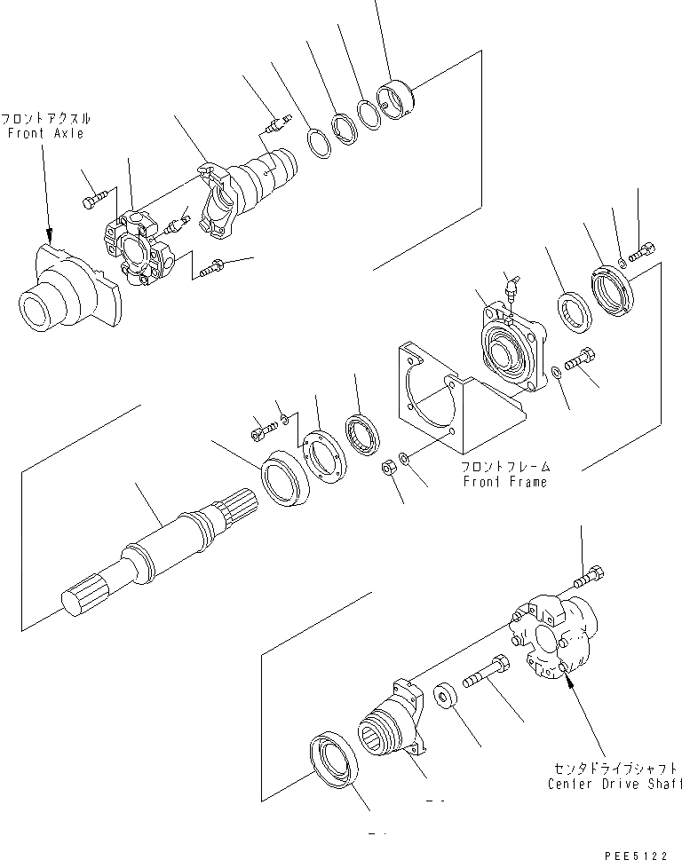 Схема запчастей Komatsu WA400-3A-SN - ВЕДУЩ. ВАЛ (ПЕРЕДН.) ТРАНСМИССИЯ