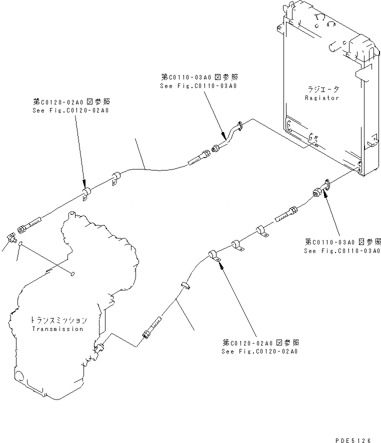 Схема запчастей Komatsu WA400-3A-SN - ГИДРОТРАНСФОРМАТОР И ТРАНСМИССИЯ (МАСЛООХЛАДИТЕЛЬ ЛИНИЯ) ТРАНСМИССИЯ