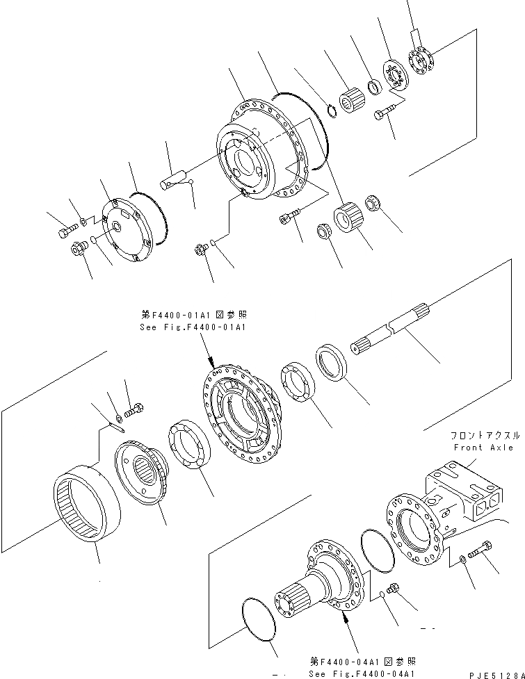 Схема запчастей Komatsu WA400-3A-SN - ПЕРЕДНИЙ МОСТ (ПЕРЕДН. КОНЕЧНАЯ ПЕРЕДАЧА) (С САМОБЛОКИР. ДИФФЕРЕНЦ.) ТРАНСМИССИЯ