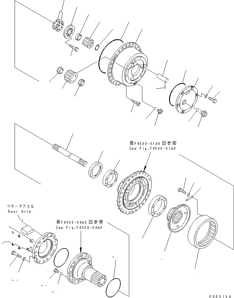 Схема запчастей Komatsu WA400-3A-SN - ЗАДН. МОСТ (ЗАДН. КОНЕЧНАЯ ПЕРЕДАЧА) ТРАНСМИССИЯ