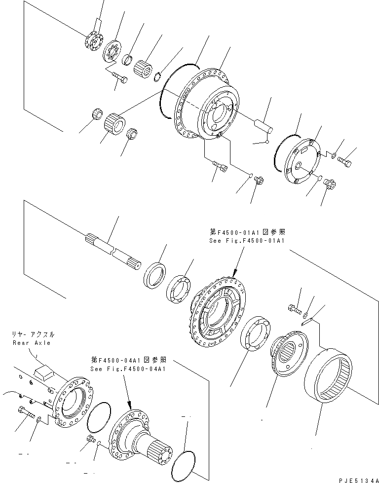 Схема запчастей Komatsu WA400-3A-SN - ЗАДН. МОСТ (ЗАДН. КОНЕЧНАЯ ПЕРЕДАЧА) (С САМОБЛОКИР. ДИФФЕРЕНЦ.) ТРАНСМИССИЯ