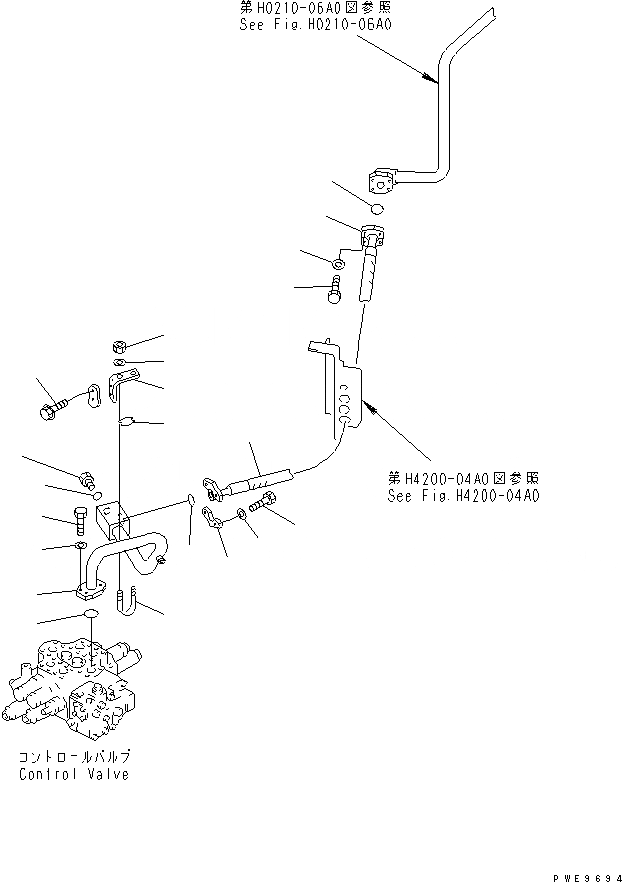 Схема запчастей Komatsu WA400-3A-SN - ГИДРОЛИНИЯ (ЛИНИЯ ПОДАЧИ) (С 4-Х СЕКЦИОНН. УПРАВЛЯЮЩ. КЛАПАН)(№-999) ГИДРАВЛИКА