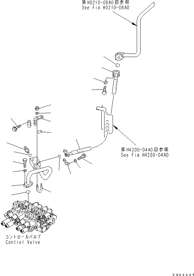 Схема запчастей Komatsu WA400-3A-SN - ГИДРОЛИНИЯ (ЛИНИЯ ПОДАЧИ) (С 4-Х СЕКЦИОНН. УПРАВЛЯЮЩ. КЛАПАН)(№-) ГИДРАВЛИКА